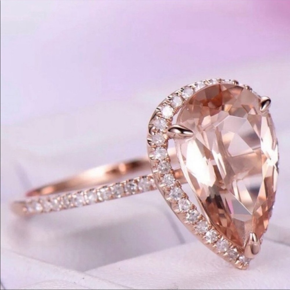 NEW 18K ROSE GOLD MORGANITE RING - Picture 4 of 5